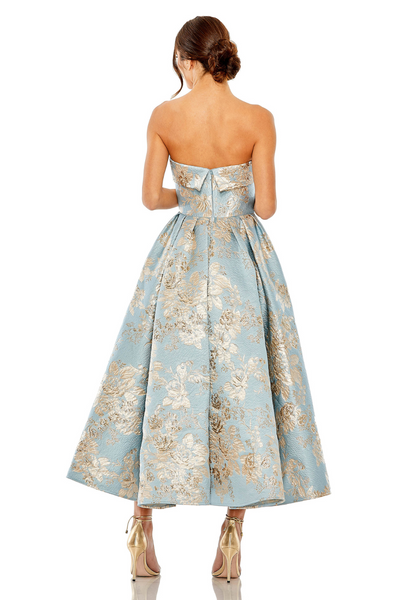 20726-Brocade Midi Dress with Pockets-Blue Multi