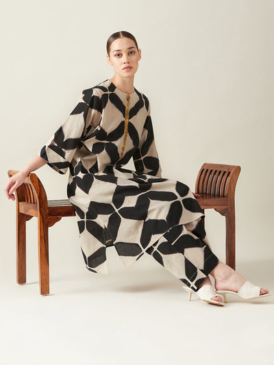 Black Clamp Dye Embroidered Co ord set
