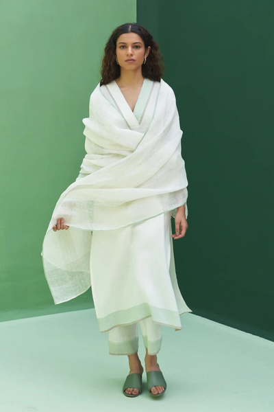 June Border Linen Kurta Set
- Ivory