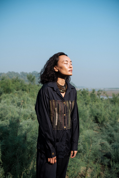 Upcycled Hunza Shirt - Black Green
