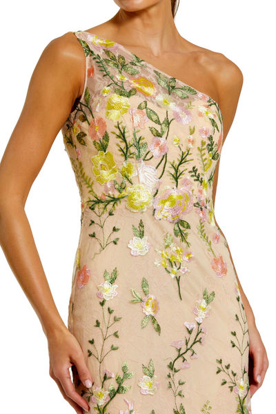 68606-Floral Embroidered Gown-Yellow Multi