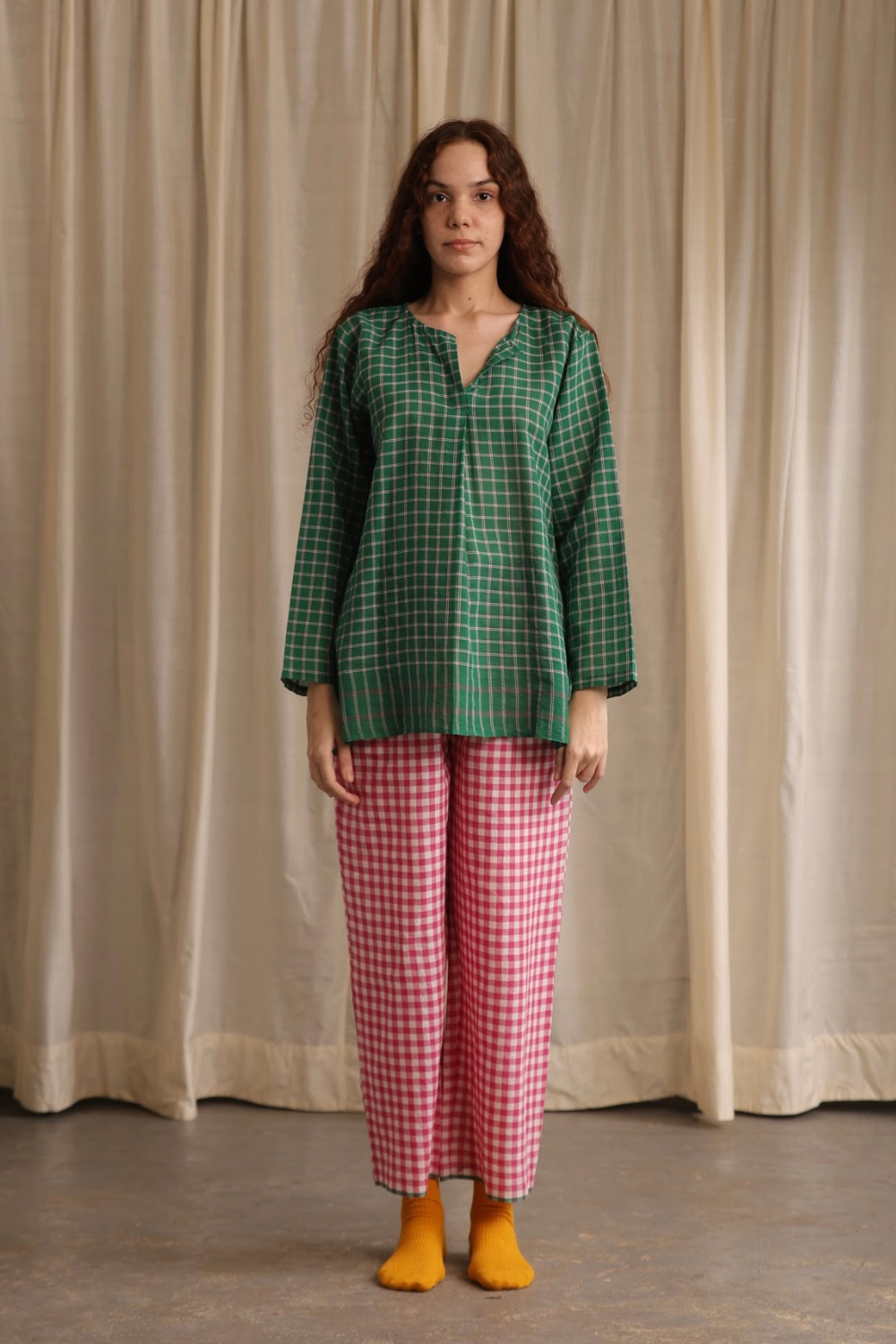 Maya Top - Green Checks