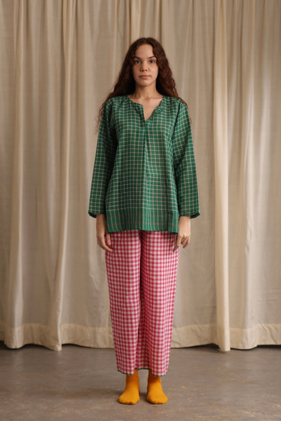 Maya Top - Green Checks