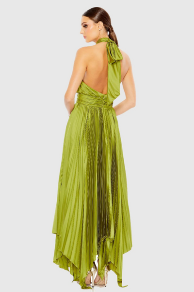 Asymmetrical Hem Gown-Apple Green