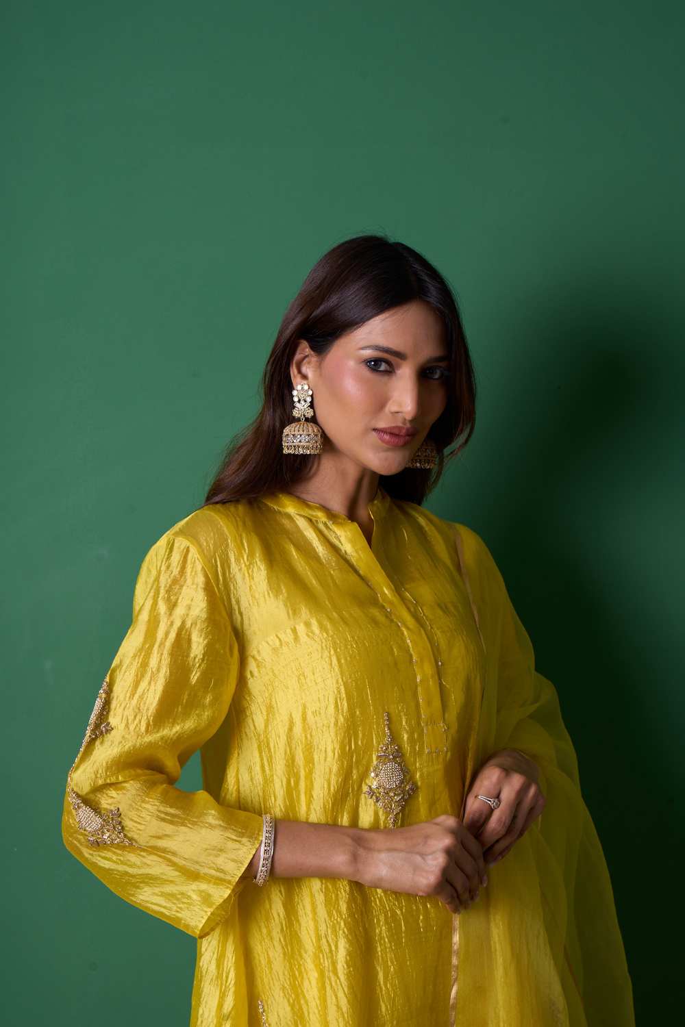 Paradise Kurta Set - Yellow with Dupatta