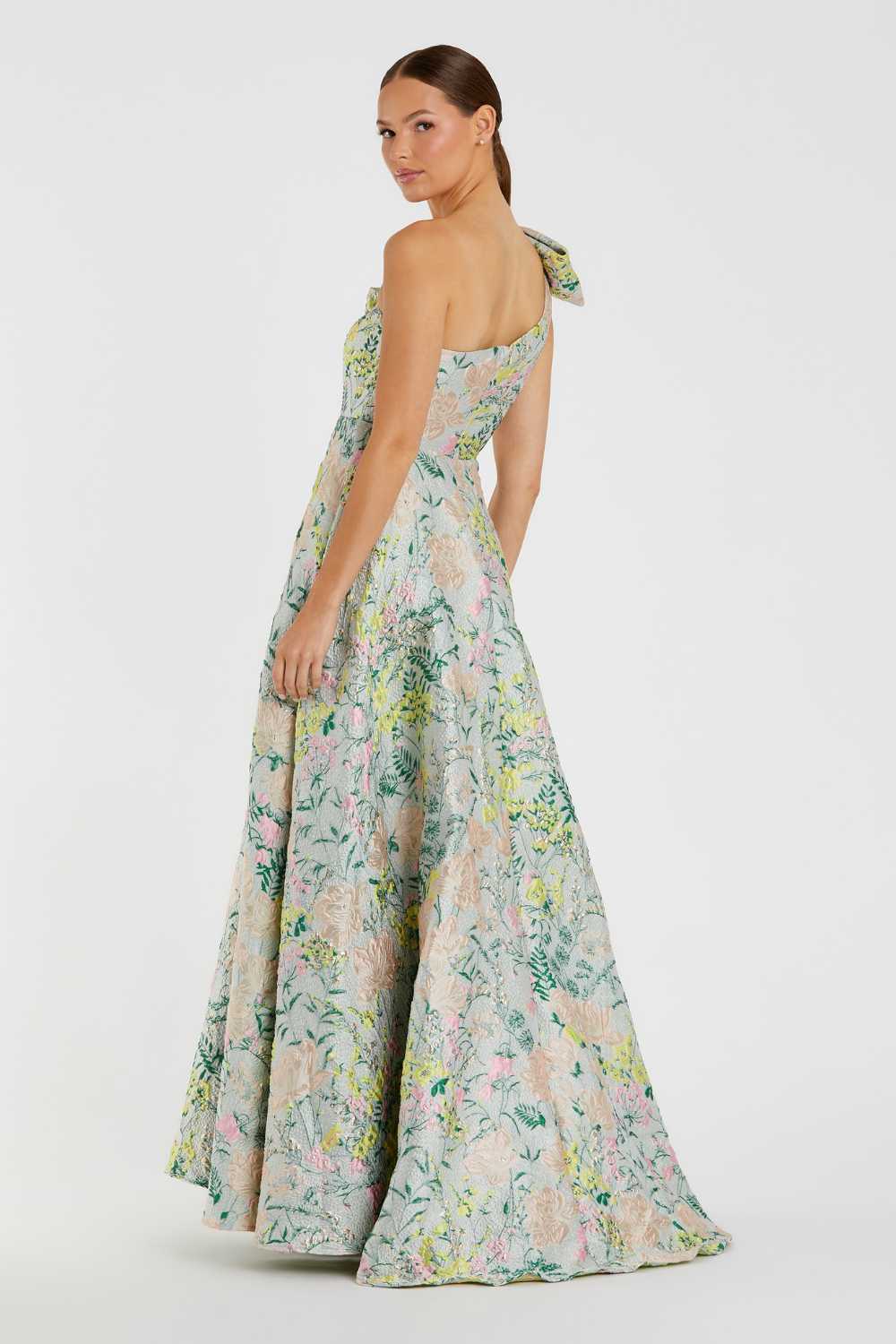 11919-Brocade Floral Dress-Pastel Multi