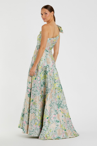 11919-Brocade Floral Dress-Pastel Multi