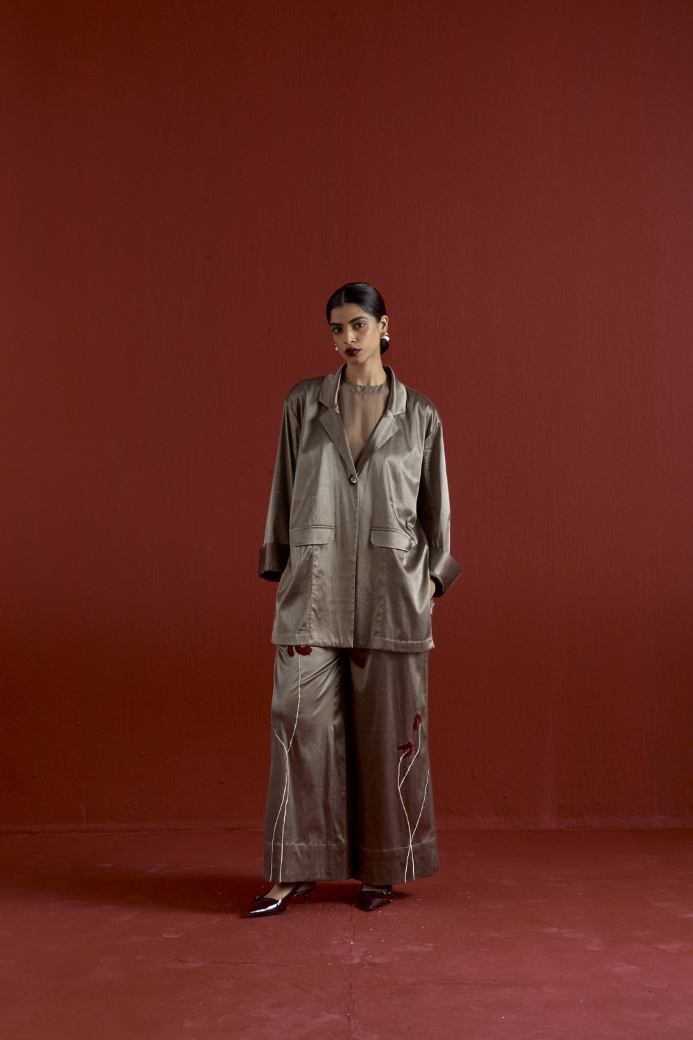 WIDE SLEEVE JACKET CO-ORD-CEDAR