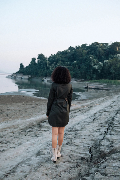 Upcycled Seattle Wrap Dress - Green
