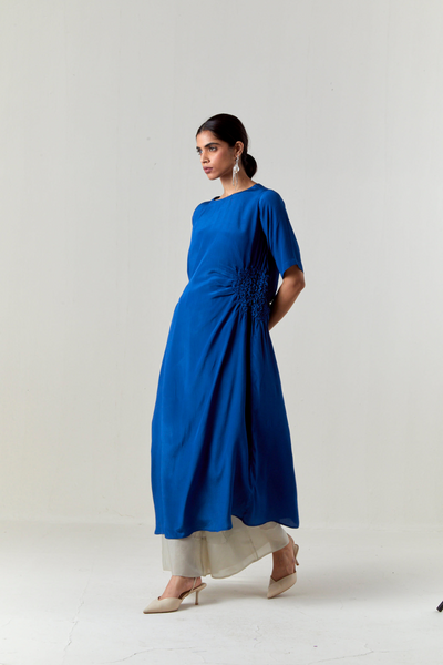 RUCHING TUNIC CO-ORD-ELECTRIC BLUE