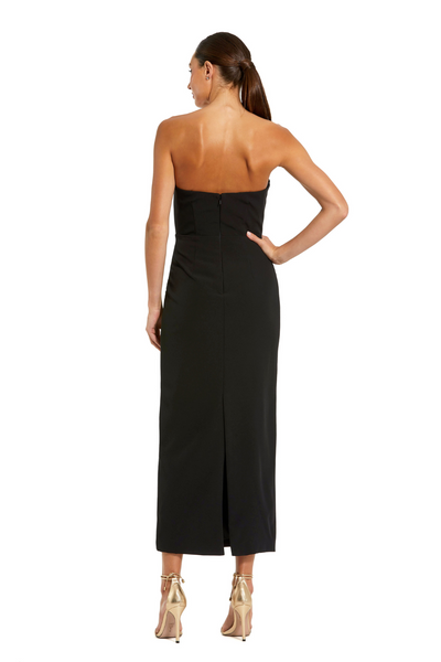 2283-Crepe Ankle Dress-Black Ivory