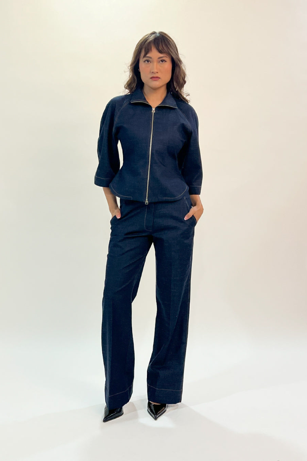 Flared denim pants