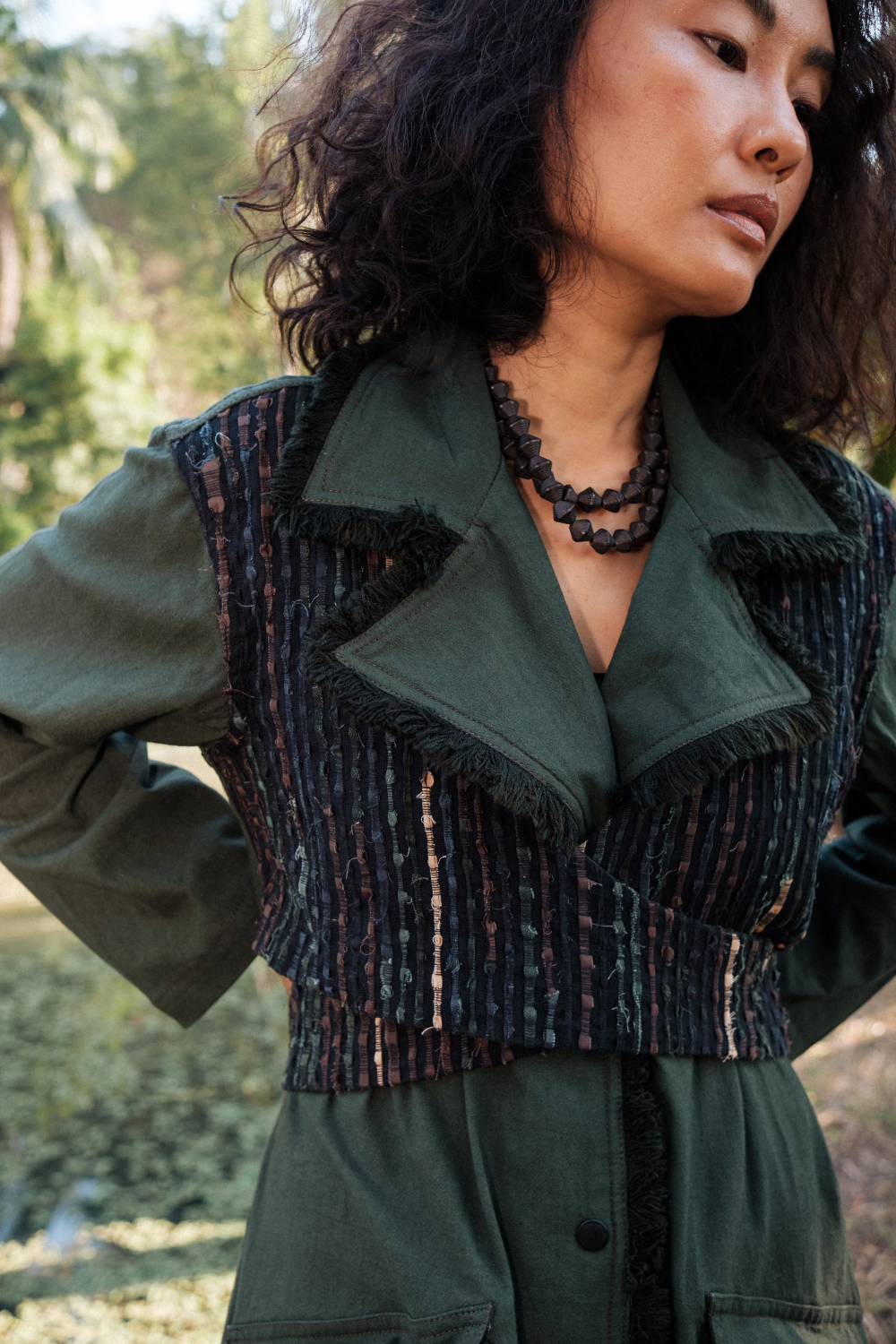 Upcycled Handwoven Copenhagen Trench - Green
