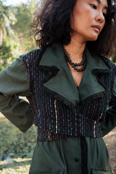 Upcycled Handwoven Copenhagen Trench - Green