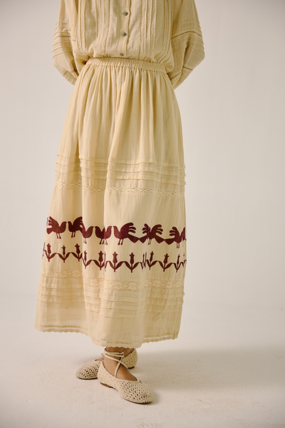 Emily Skirt - Ivory Block Print