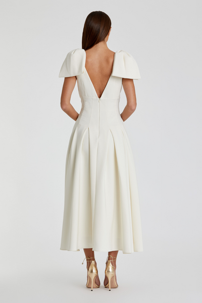 21046-Dress with Bow Straps-Ivory