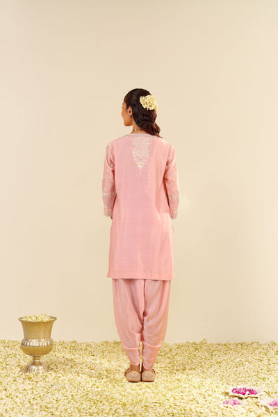 Zaisha - Short Kurta With Dhoti-Blush Pink