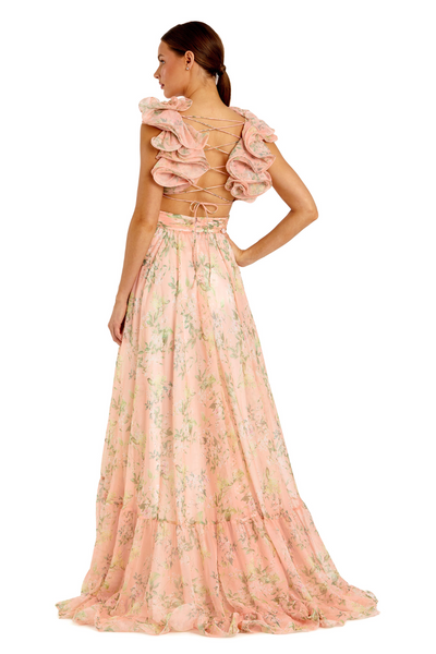 67803-Chiffon Gown-Pink Multi