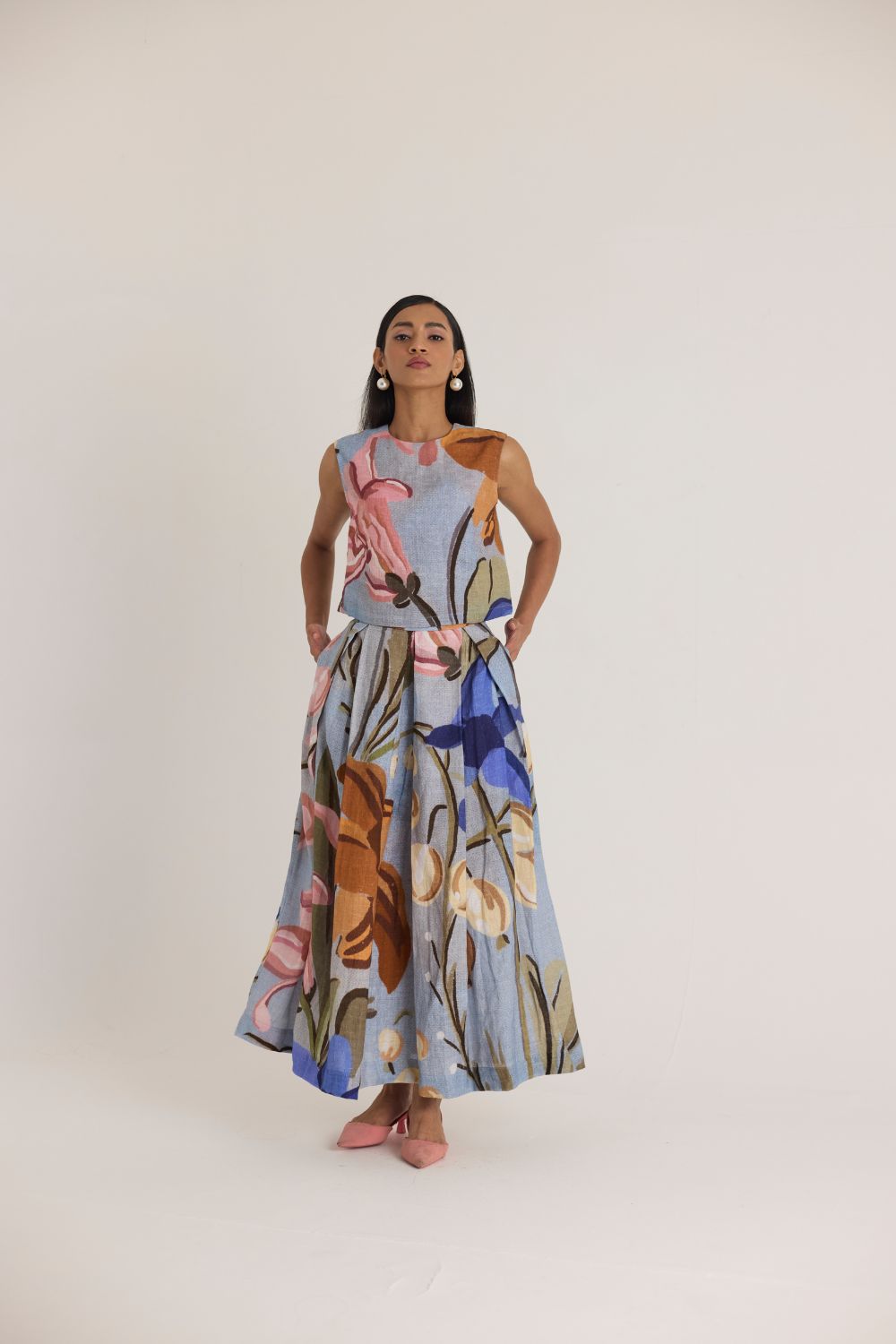 NICO LINEN TOP & SKIRT SET