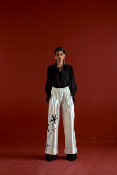SMOCKING DETAIL SHIRT CO-ORD-BLACK