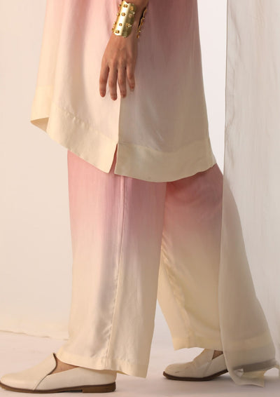Linen satin ombre co-ord set with handwork embroidery