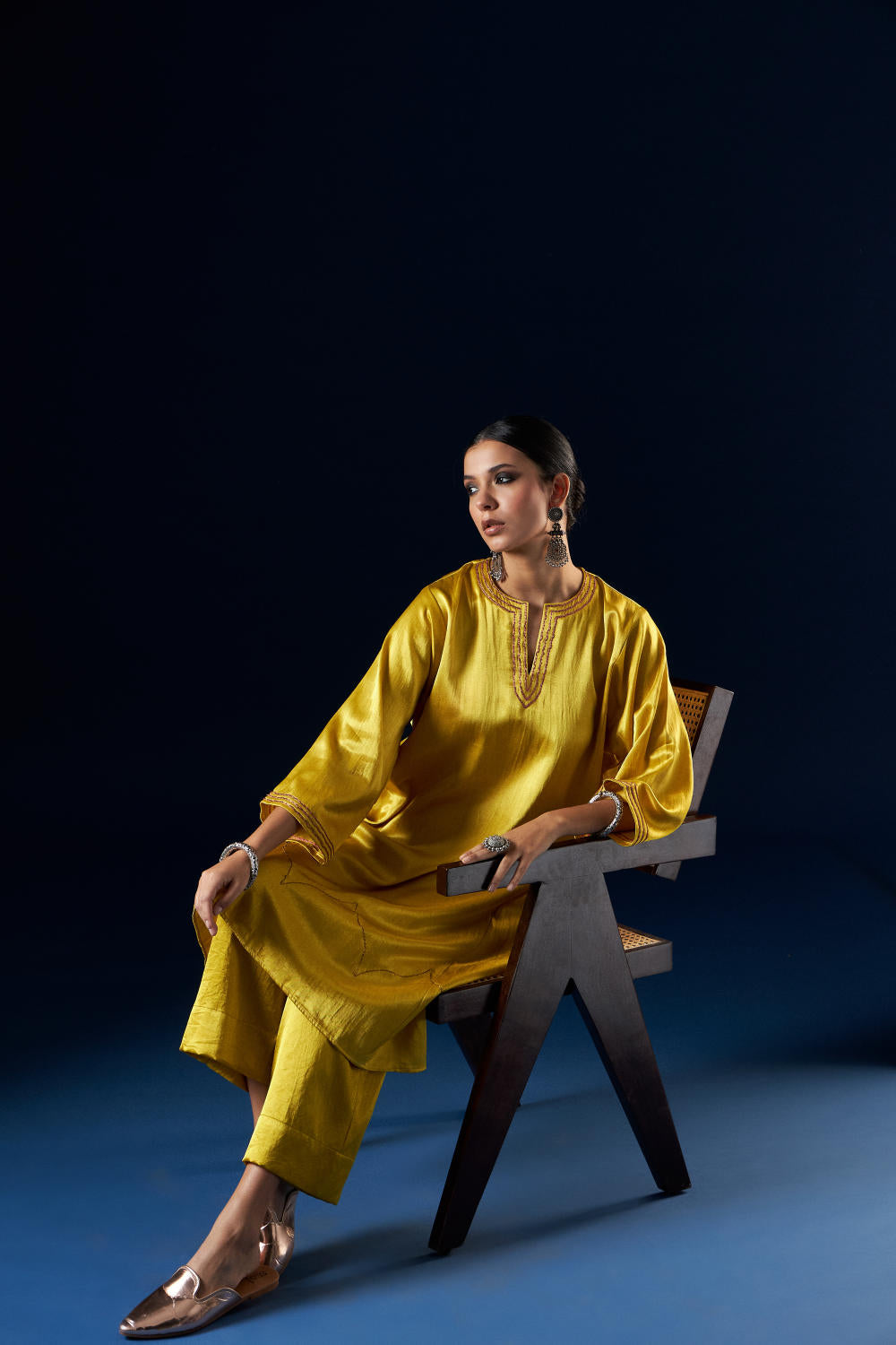 Kalidaar Kurta Set - Gold Yellow FC-2301
