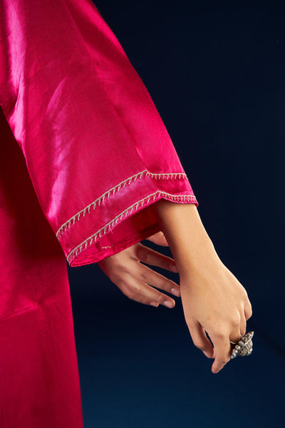 Kalidaar Kurta Set - Magenta Pink & Gold Yellow
