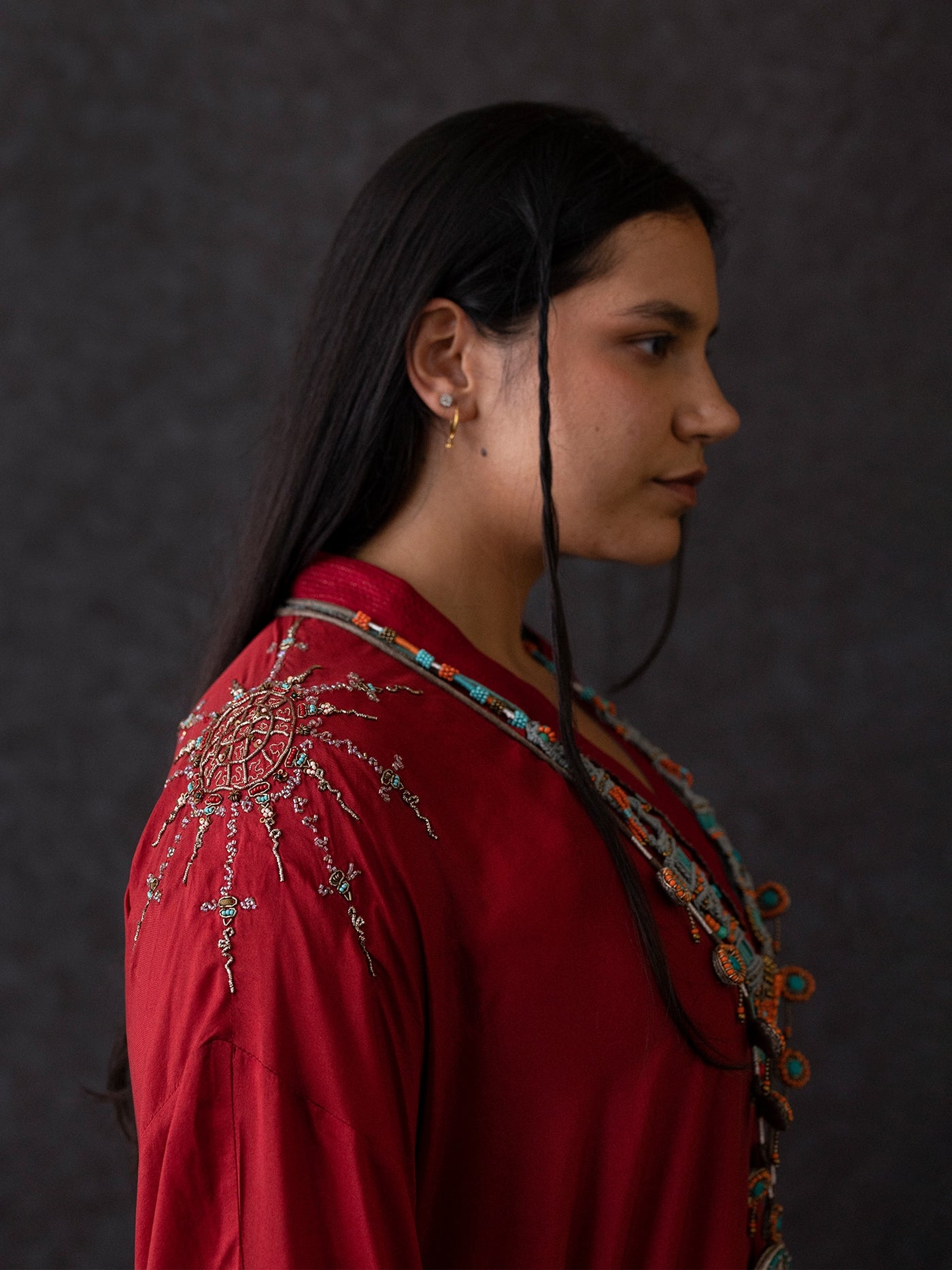 Tshog Kaftan-Deep Red