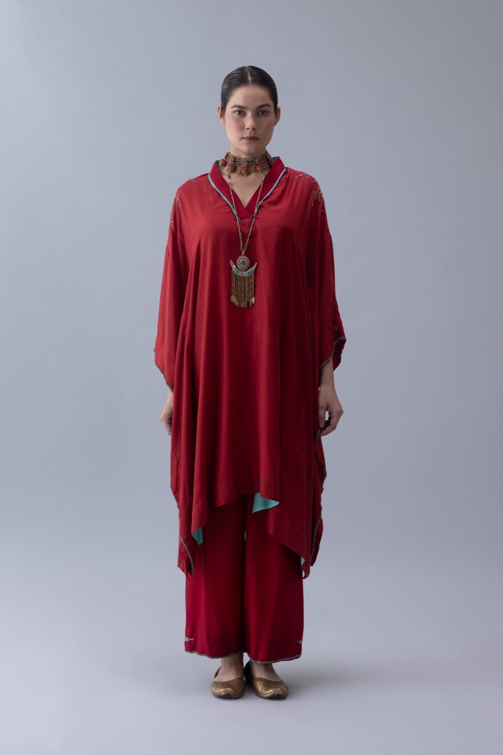 Tshog Kaftan-Deep Red