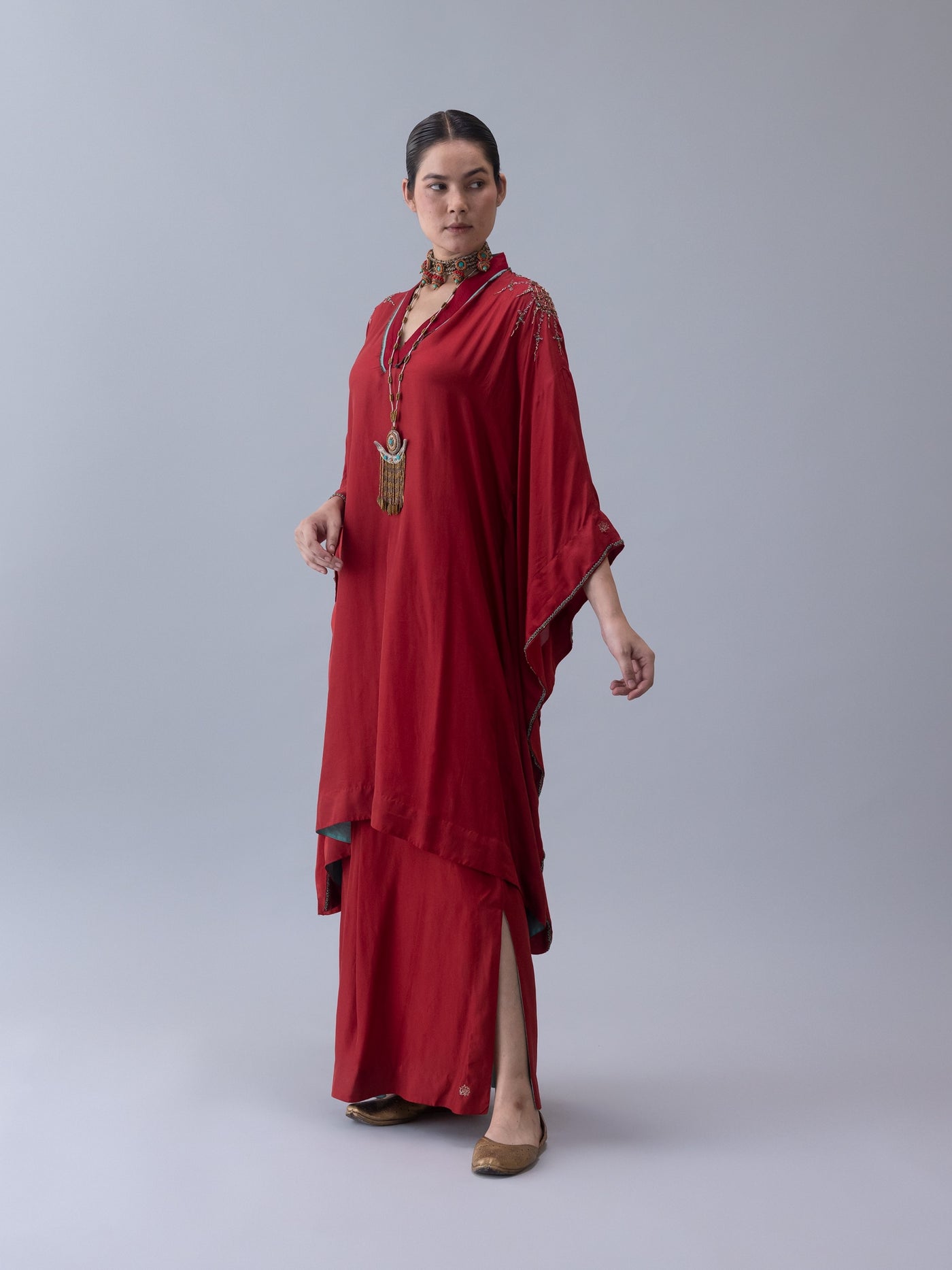 Tshog Kaftan-Deep Red