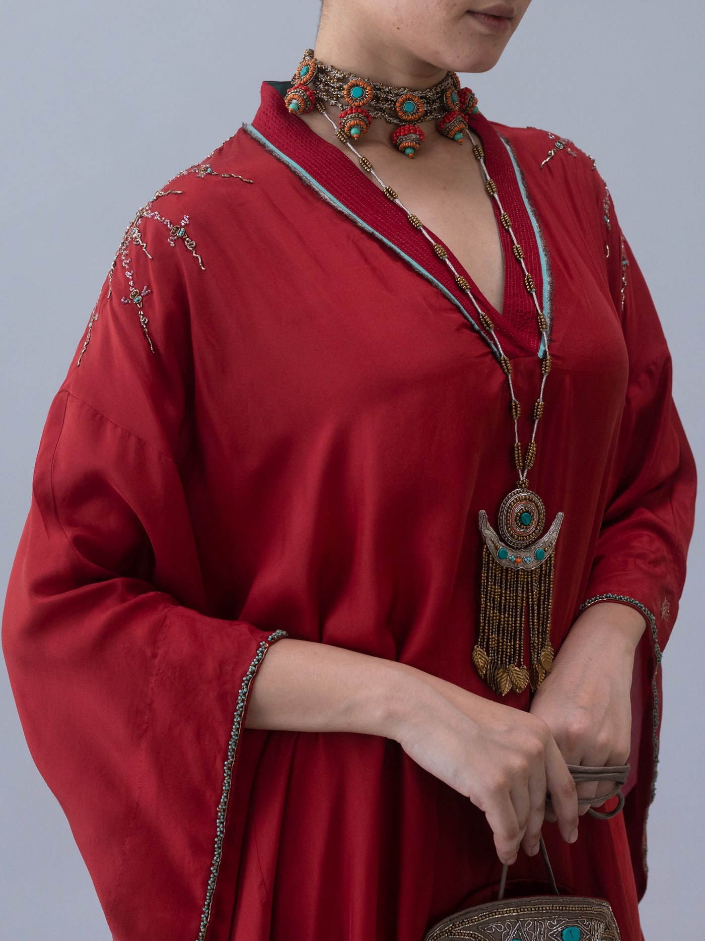 Tshog Kaftan-Deep Red