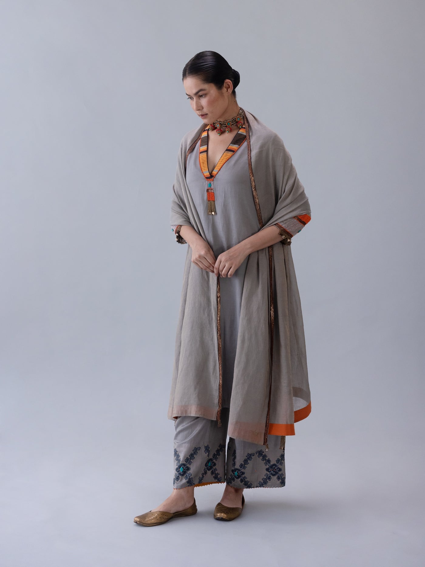 Gawa Dupatta-Grey