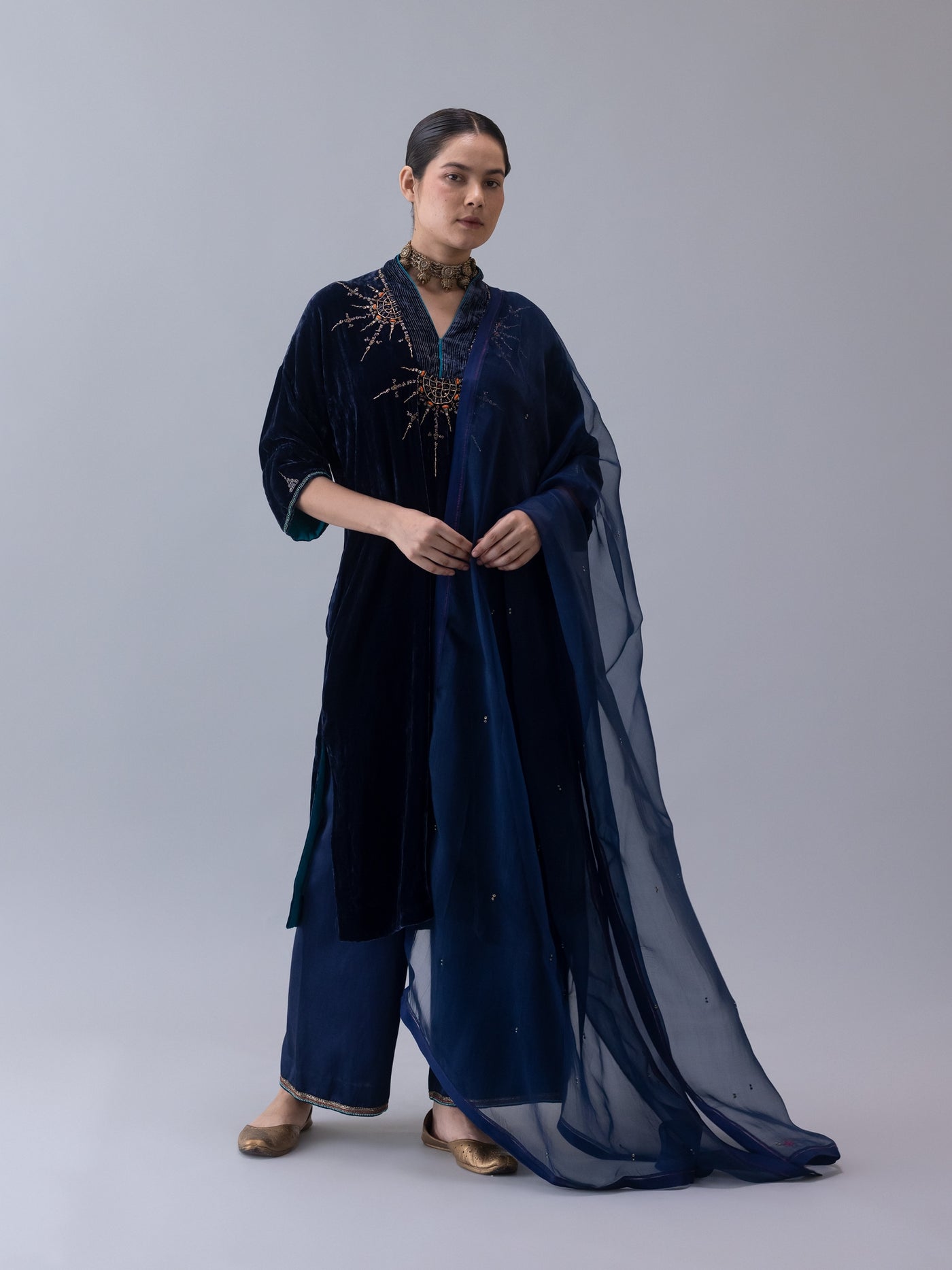 Jokhang Dupatta-Indigo