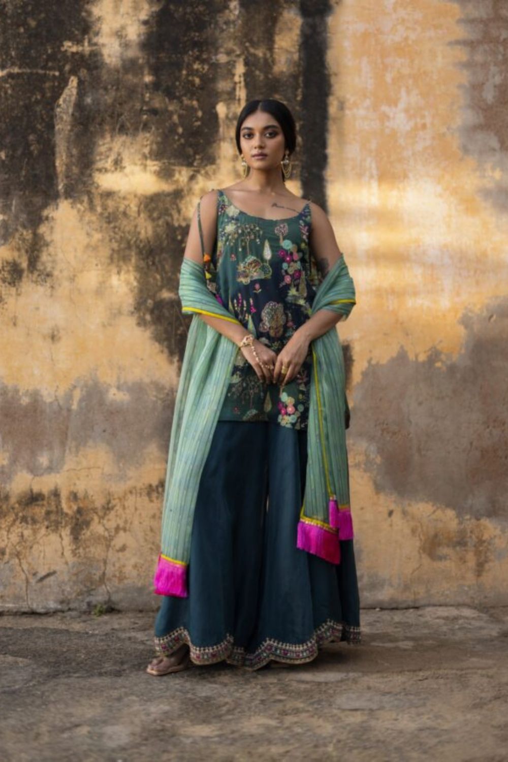 Nadira Teal Sharara Set