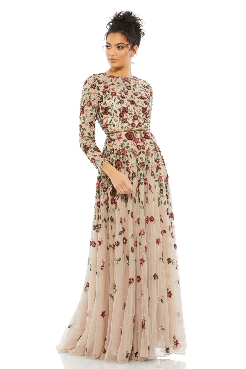MD-5533 Flared Gown-Peach