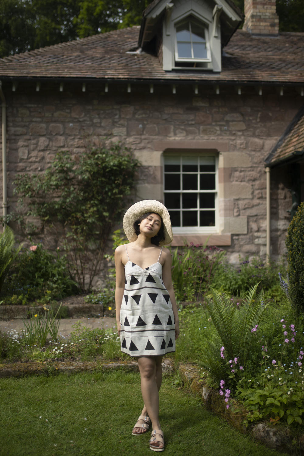 California Slip Dress - Printed-Black Tribal