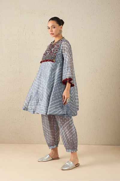 AFGHANI BANDHANI SET - Light Grey