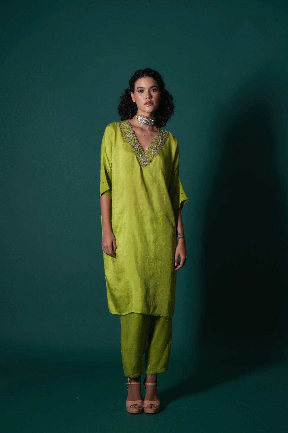 Riaa silk and tissue kurta set