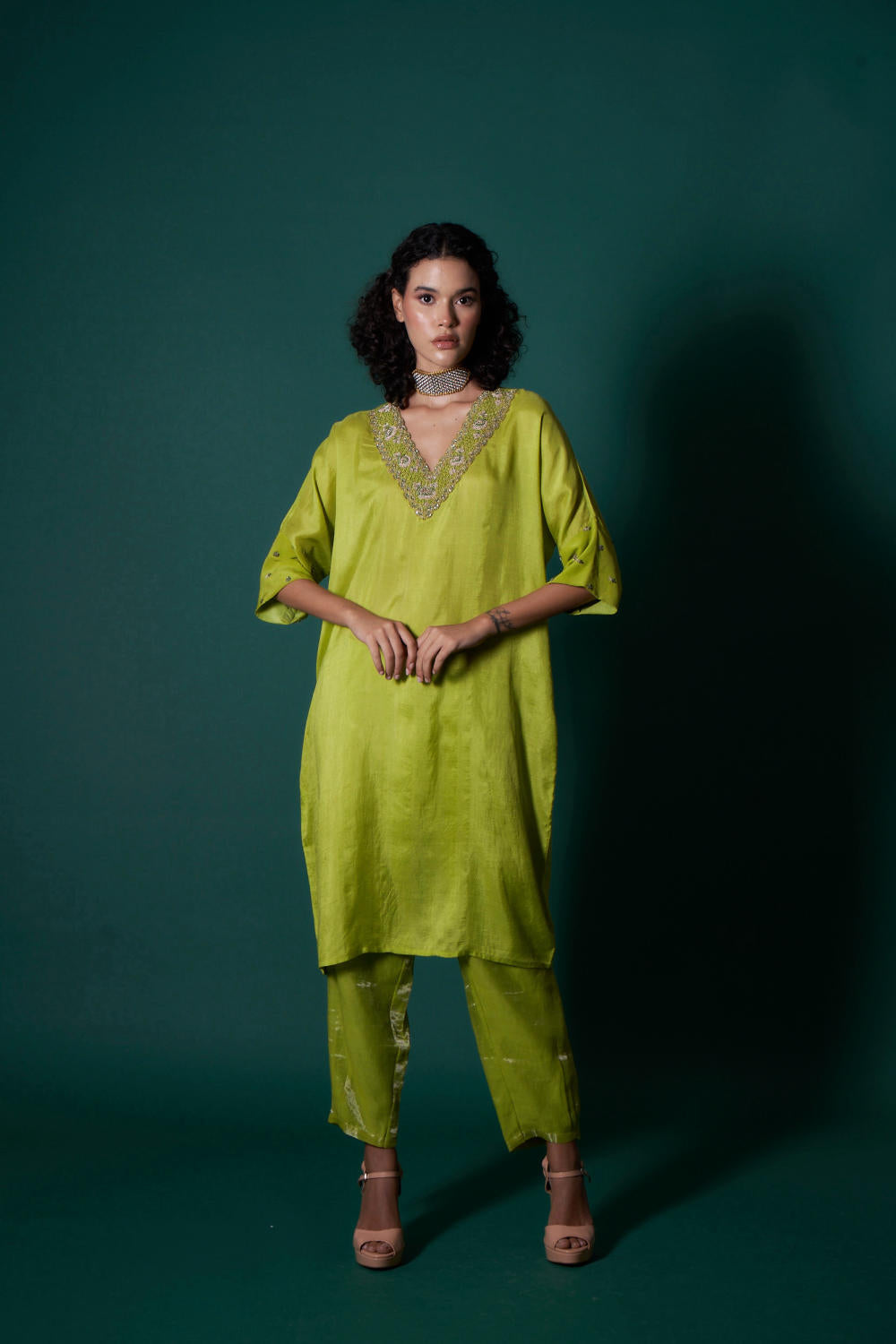 Riaa silk and tissue kurta set