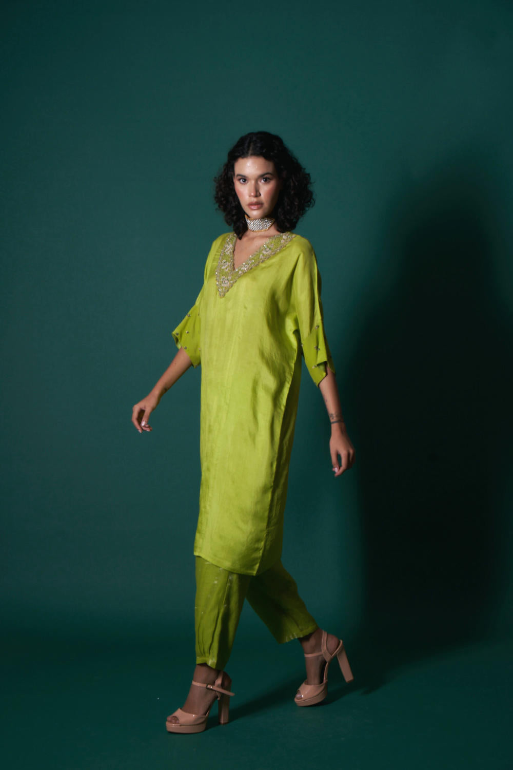 Riaa silk and tissue kurta set