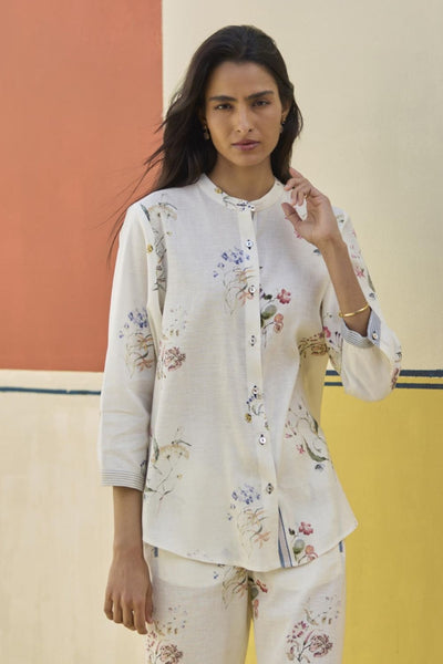 Vani Watercolour Floral Shirt - Ivory