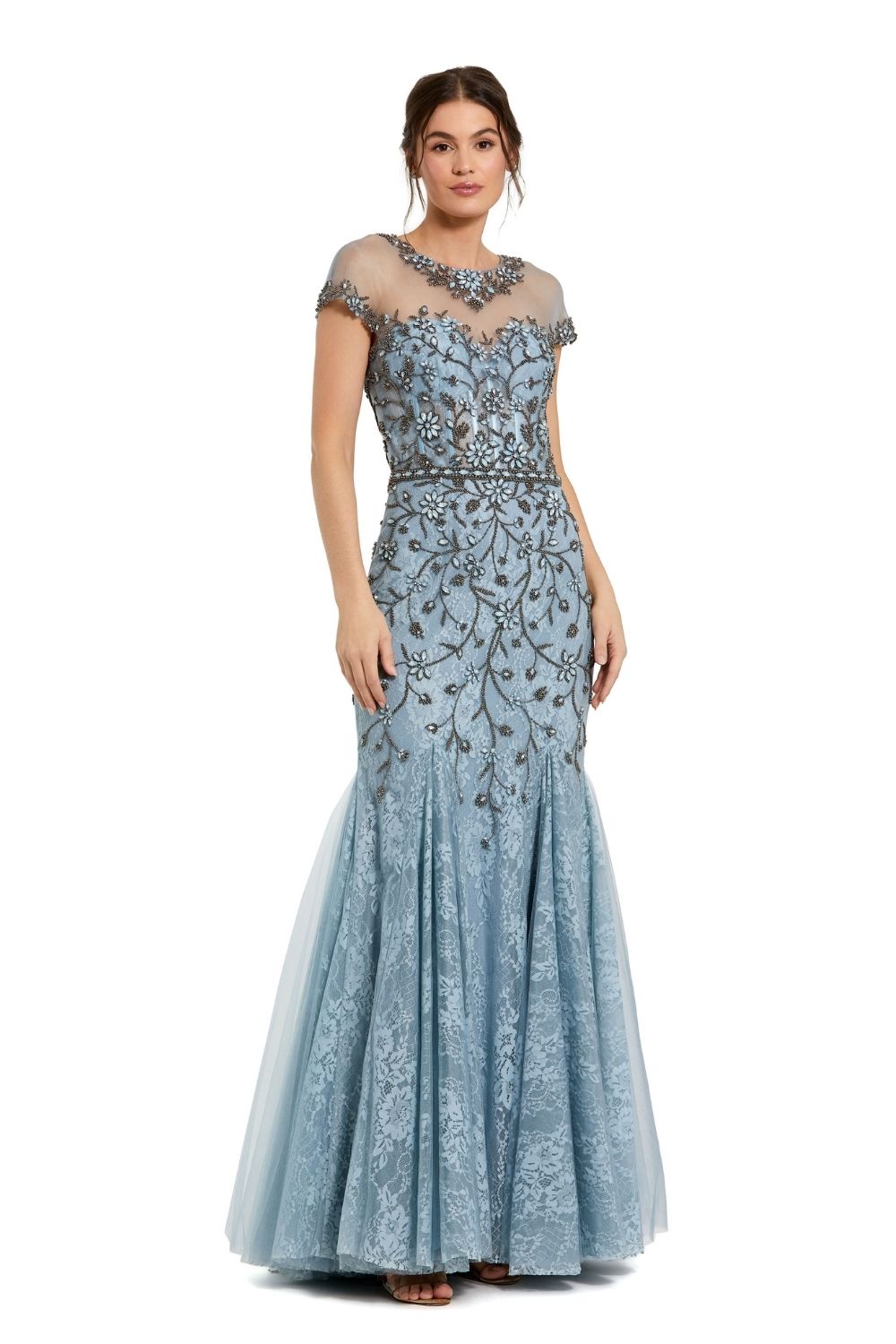 MD-2239 Flared Gown-Blue