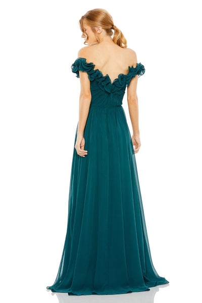 11591-Ruched Off The Shoulder A Line Gown