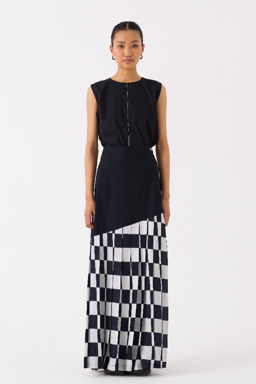 CHECKERED SKIRT-BLACK CHECK