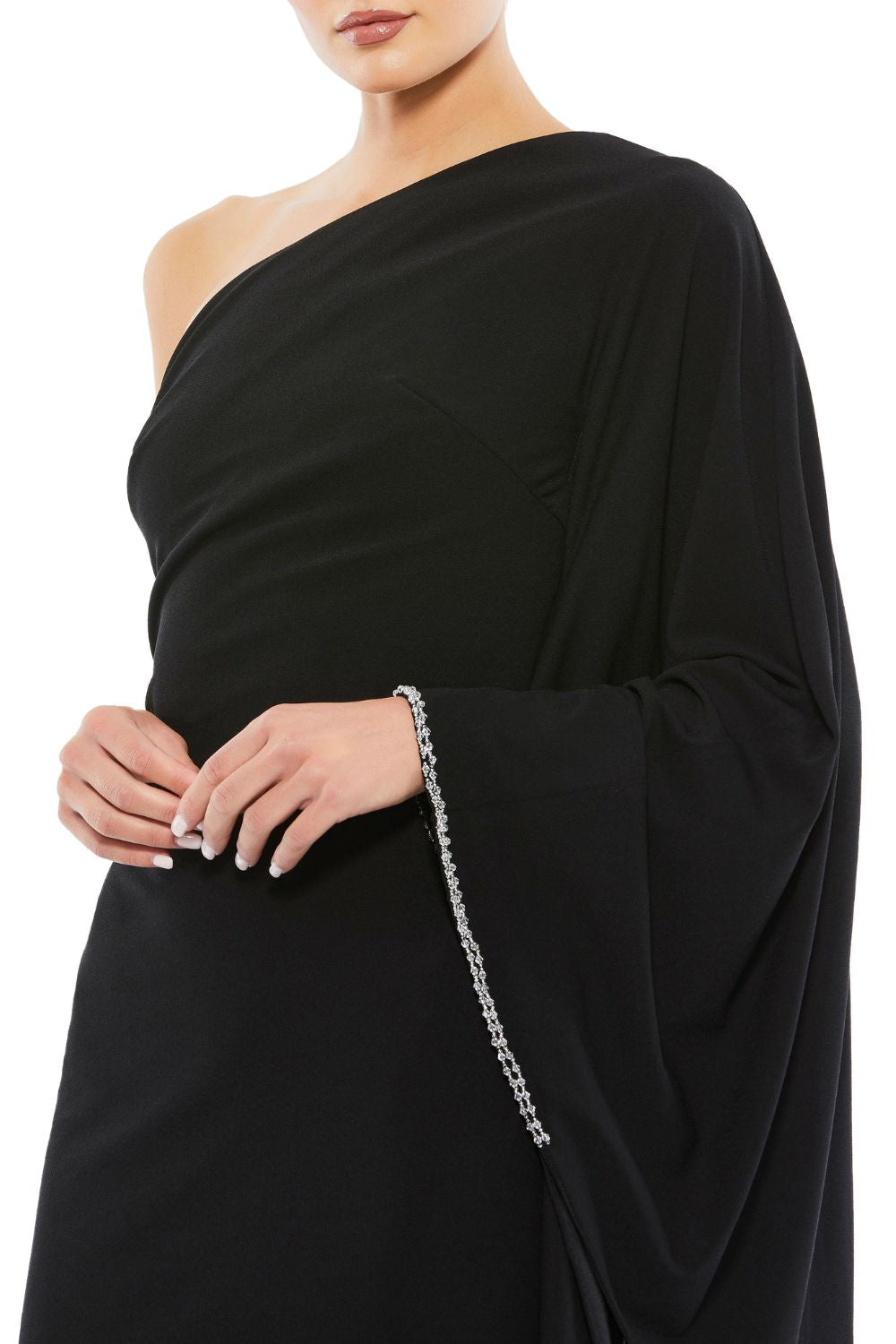 11247-One Shoulder Asymmetrical Hem Flowy Dress