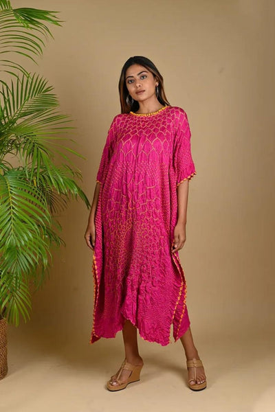 THREE FLOWERS KAFTAN-FUSCHIA PINK