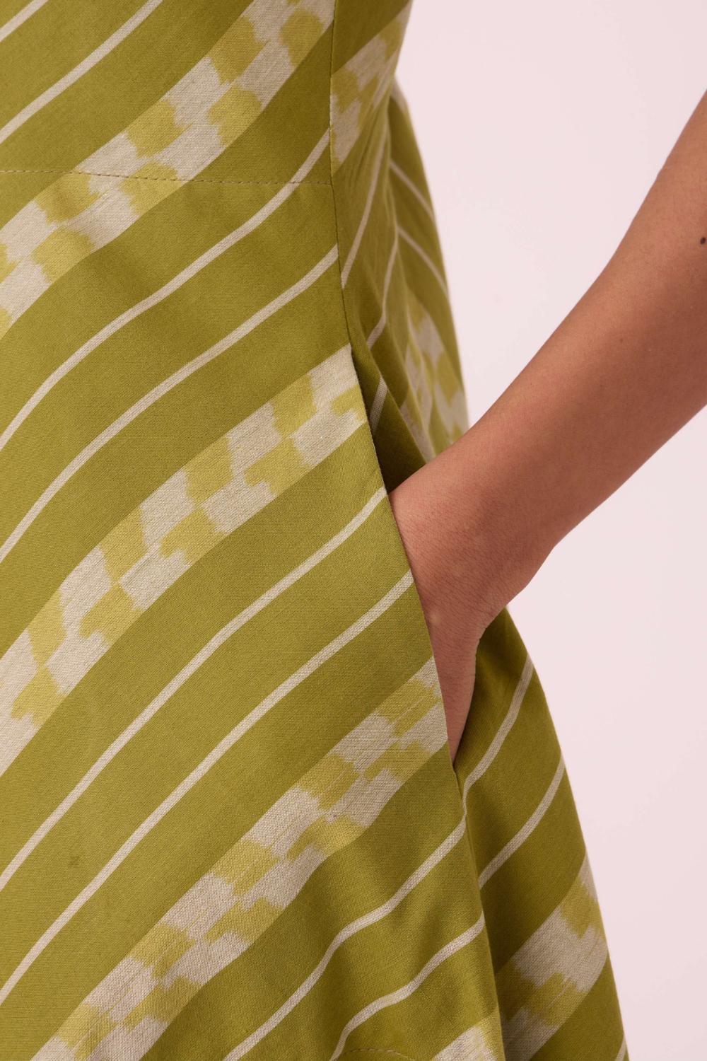 Zosima Green Striped Ikat Dress