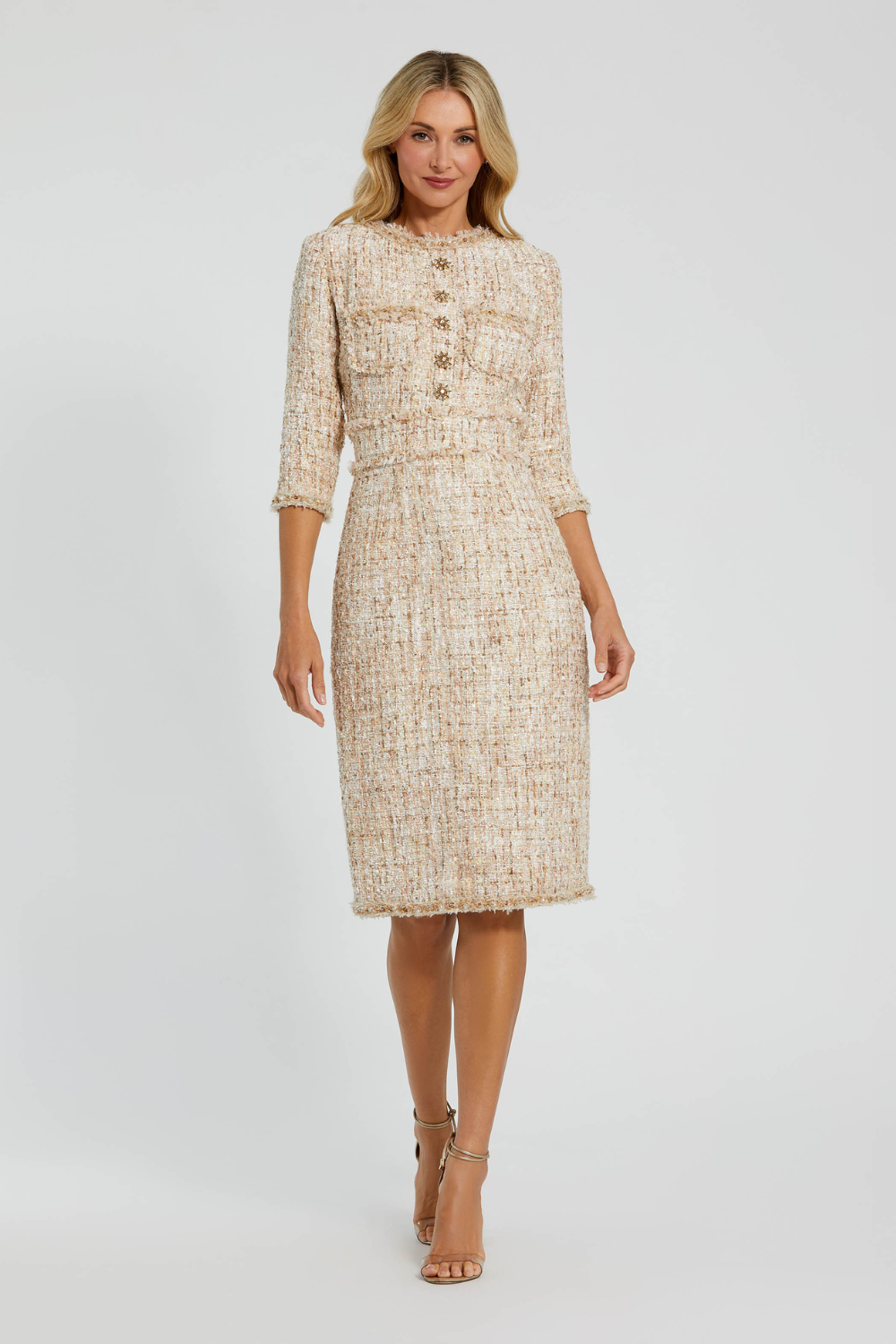 20809-Tweed Midi Dress-Blush