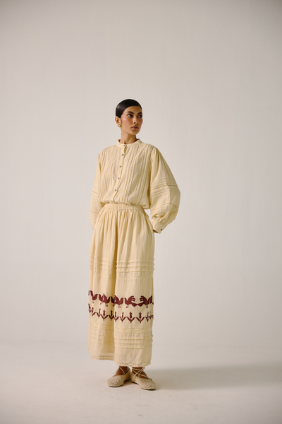 Hazel Top - Ivory Block Print