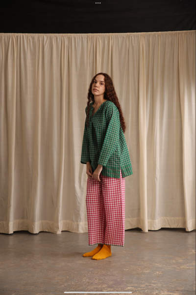 Maya Top - Green Checks
